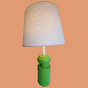 Vintage 1970s MCM Apple Green Thick Column Lamp with Contemporary Shade, AS IS